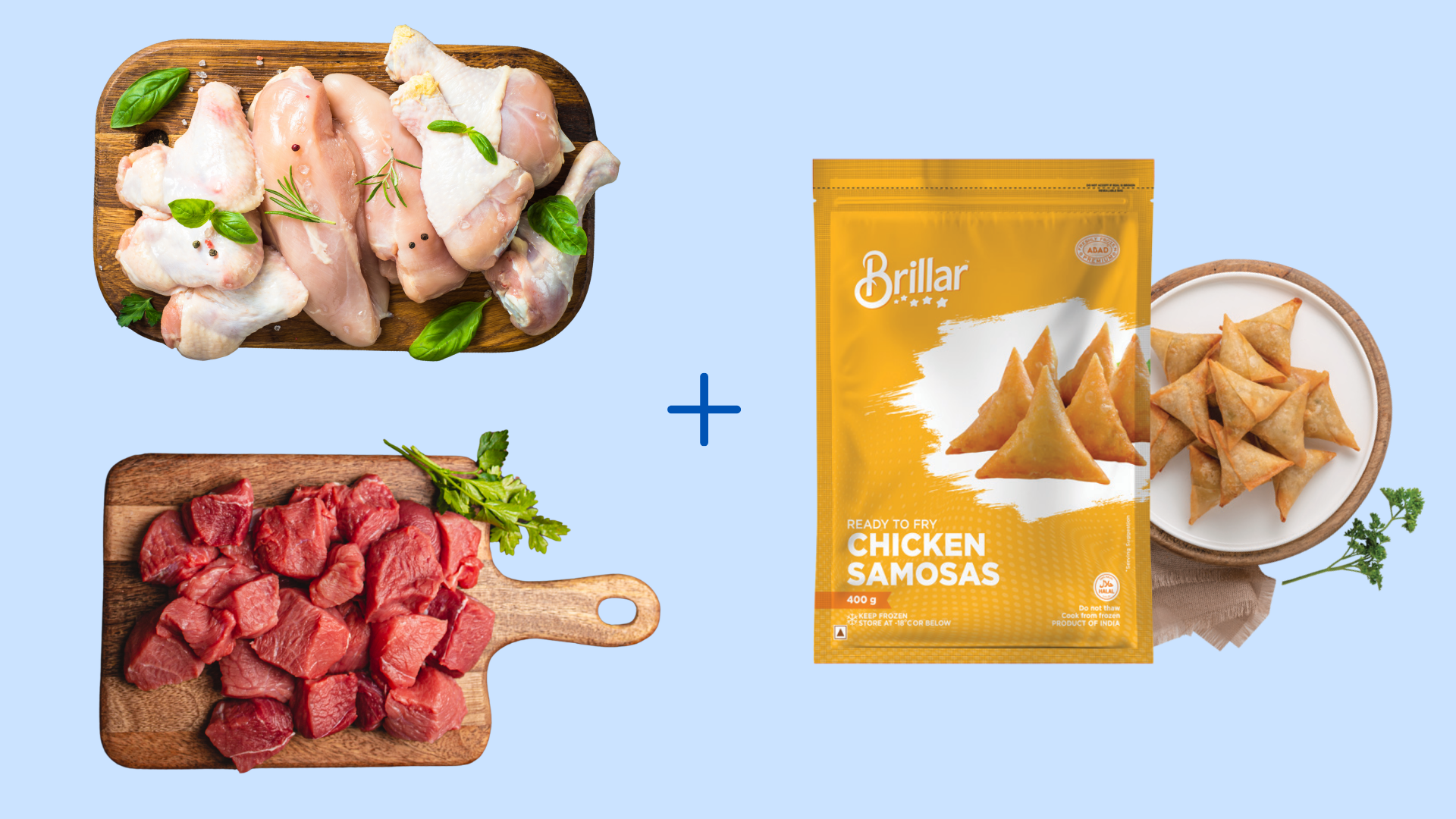 Kepco Special Chicken (500g) + Beef Curry Cut (500g) + Chicken Samosa