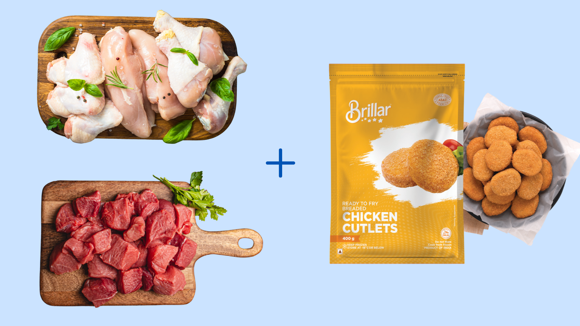 Kepco Special Chicken (500g) + Beef Curry Cut (500g) + Cheesy Cutlet